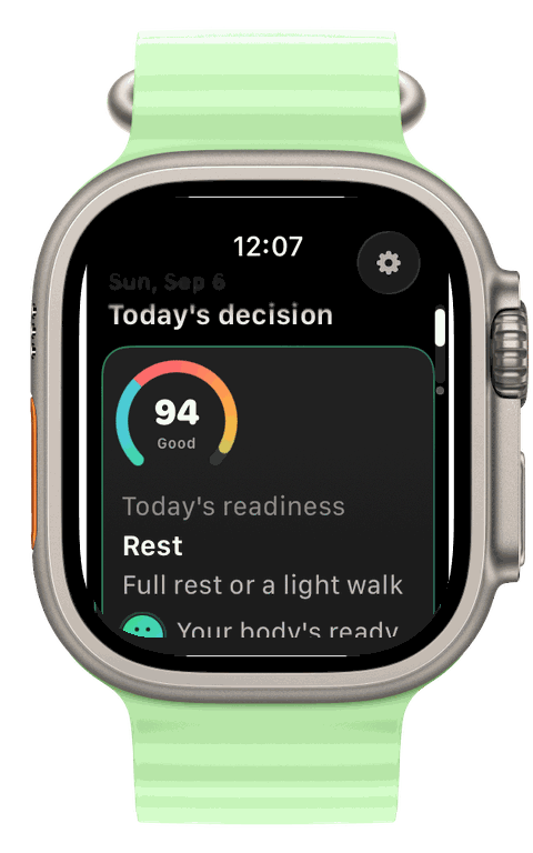 Apple Watch Ultra — Runvis today’s call: readiness ring and a rest day