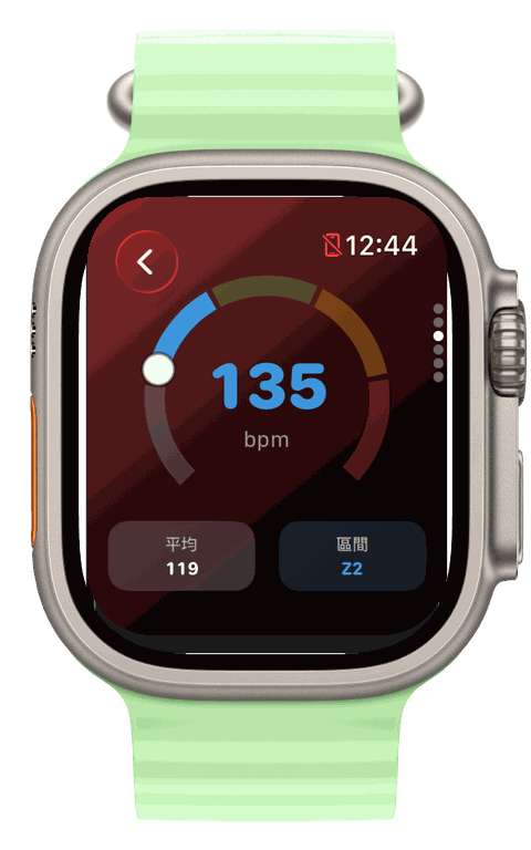 Apple Watch Ultra — Runvis 心率區間弧線